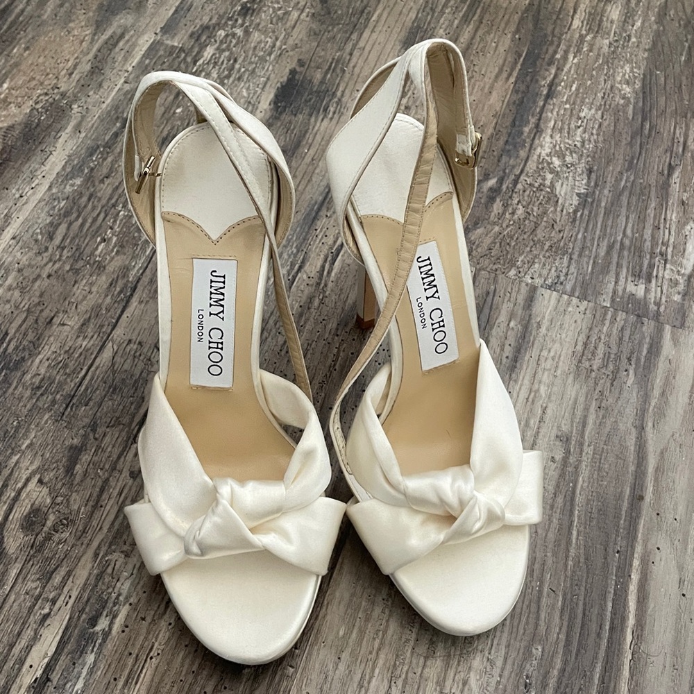 Jimmy Choo Cream Strappy Heels for Weddings - Picture 6 of 11